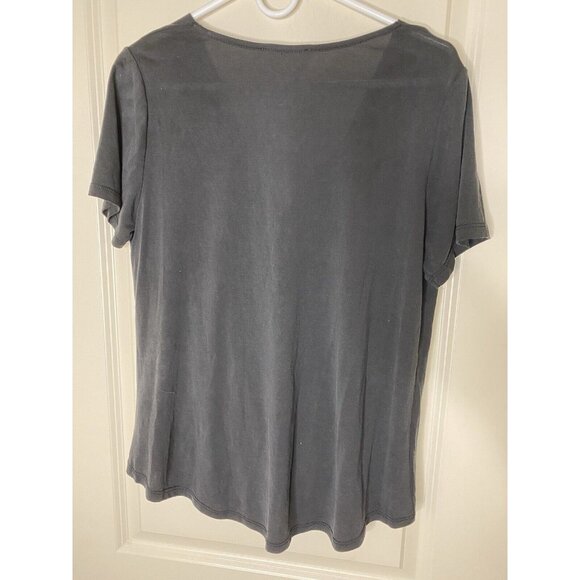 Sadie & Sage Black Drape Front Blouse Sz L Made in USA Top - Picture 2 of 6